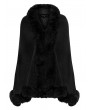 Punk Rave Black Gothic Witch Gradient Fur Trim Cloak for Women
