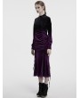 Punk Rave Black and Violet Gothic Velvet Gradient Long Sleeve Fishtail Dress
