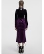 Punk Rave Black and Violet Gothic Velvet Gradient Long Sleeve Fishtail Dress