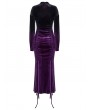 Punk Rave Black and Violet Gothic Velvet Gradient Long Sleeve Fishtail Dress