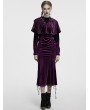 Punk Rave Violet Gothic Women's Velvet Hooded Cloak with Fur Ball