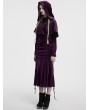 Punk Rave Violet Gothic Women's Velvet Hooded Cloak with Fur Ball