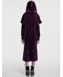 Punk Rave Violet Gothic Women's Velvet Hooded Cloak with Fur Ball