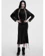 Punk Rave Black Gothic Women's Velvet Hooded Cloak with Fur Ball