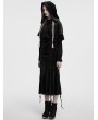 Punk Rave Black Gothic Women's Velvet Hooded Cloak with Fur Ball