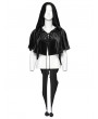 Punk Rave Black Gothic Women's Velvet Hooded Cloak with Fur Ball