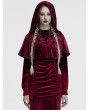 Punk Rave Red Gothic Women's Velvet Hooded Cloak with Fur Ball