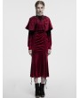 Punk Rave Red Gothic Women's Velvet Hooded Cloak with Fur Ball
