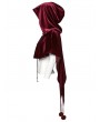 Punk Rave Red Gothic Women's Velvet Hooded Cloak with Fur Ball