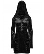 Punk Rave Black Sexy Gothic Velvet Lace Cross Hooded Bodycon Dress