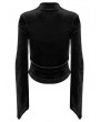 Punk Rave Black Gothic Cross Embroidery Slim Fit Velvet Long Sleeve T-Shirt for Women