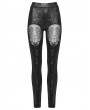 Punk Rave Black Gothic Butterfly Pattern Hollowed Leggings for Women