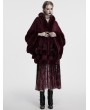 Punk Rave Red Gothic Retro Hooded Loose Fur Cloak for Women