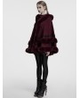 Punk Rave Red Gothic Retro Hooded Loose Fur Cloak for Women