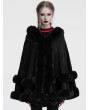 Punk Rave Black Gothic Retro Hooded Loose Fur Cloak for Women