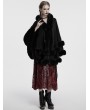Punk Rave Black Gothic Retro Hooded Loose Fur Cloak for Women