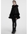 Punk Rave Black Gothic Retro Hooded Loose Fur Cloak for Women