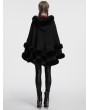 Punk Rave Black Gothic Retro Hooded Loose Fur Cloak for Women