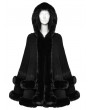 Punk Rave Black Gothic Retro Hooded Loose Fur Cloak for Women
