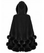 Punk Rave Black Gothic Retro Hooded Loose Fur Cloak for Women