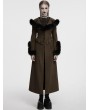 Punk Rave Coffee Vintage Gothic Detachable Short-to-Long Woolen Jacket for Women