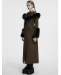 Punk Rave Coffee Vintage Gothic Detachable Short-to-Long Woolen Jacket for Women