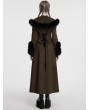 Punk Rave Coffee Vintage Gothic Detachable Short-to-Long Woolen Jacket for Women