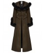 Punk Rave Coffee Vintage Gothic Detachable Short-to-Long Woolen Jacket for Women