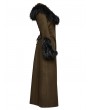 Punk Rave Coffee Vintage Gothic Detachable Short-to-Long Woolen Jacket for Women