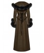 Punk Rave Coffee Vintage Gothic Detachable Short-to-Long Woolen Jacket for Women