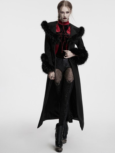 Punk Rave Black Vintage Gothic Detachable Short-to-Long  Woolen Jacket for Women