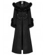 Punk Rave Black Vintage Gothic Detachable Short-to-Long  Woolen Jacket for Women