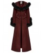 Punk Rave Red Vintage Gothic Detachable Short-to-Long  Woolen Jacket for Women