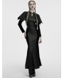 Punk Rave Black Gothic Bat Wide Shoulder Long Fishtail Dress