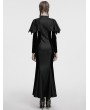 Punk Rave Black Gothic Bat Wide Shoulder Long Fishtail Dress