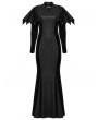 Punk Rave Black Gothic Bat Wide Shoulder Long Fishtail Dress