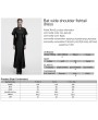 Punk Rave Black Gothic Bat Wide Shoulder Long Fishtail Dress