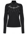 Punk Rave Black Gothic Bat Hollowed Chain Base Long Sleeve T-Shirt for Women
