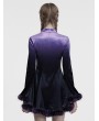 Punk Rave Black and Violet Gothic Gradient Fur Trim Velvet Short Dress