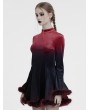 Punk Rave Black and Red Gothic Gradient Fur Trim Velvet Short Dress