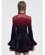 Punk Rave Black and Red Gothic Gradient Fur Trim Velvet Short Dress