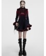 Punk Rave Black and Red Gradient Gothic Fur Devil Shawl for Women