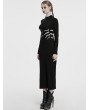 Punk Rave Black Sexy Gothic Skeleton Printed High Slit Long Dress