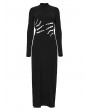 Punk Rave Black Sexy Gothic Skeleton Printed High Slit Long Dress