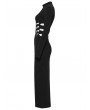Punk Rave Black Sexy Gothic Skeleton Printed High Slit Long Dress