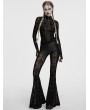 Punk Rave Black Sexy Gothic Cross Flocking Embroidery Long Sleeve T-Shirt for Women