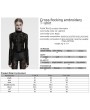 Punk Rave Black Sexy Gothic Cross Flocking Embroidery Long Sleeve T-Shirt for Women