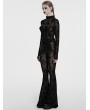 Punk Rave Black Gothic Cross Flocking Embroidered Long Flare Pants for Women