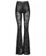 Punk Rave Black Gothic Cross Flocking Embroidered Long Flare Pants for Women