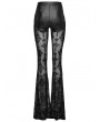 Punk Rave Black Gothic Cross Flocking Embroidered Long Flare Pants for Women
